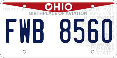 OH license plate FWB8560