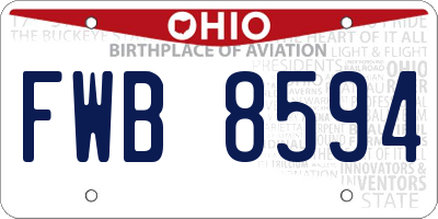 OH license plate FWB8594
