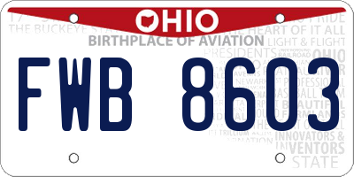 OH license plate FWB8603
