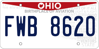 OH license plate FWB8620