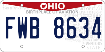 OH license plate FWB8634