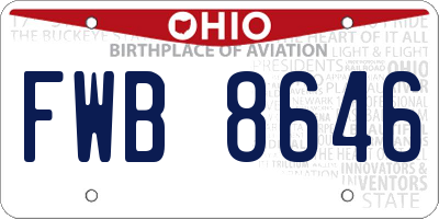 OH license plate FWB8646