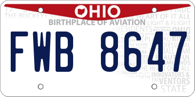 OH license plate FWB8647