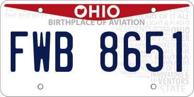OH license plate FWB8651