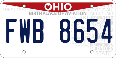OH license plate FWB8654