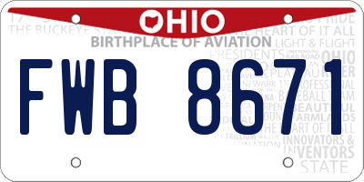 OH license plate FWB8671