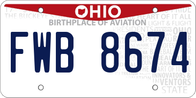 OH license plate FWB8674