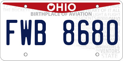 OH license plate FWB8680