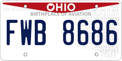 OH license plate FWB8686