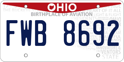 OH license plate FWB8692