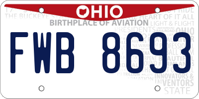 OH license plate FWB8693
