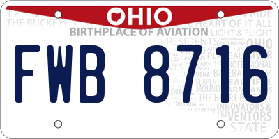 OH license plate FWB8716
