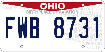 OH license plate FWB8731