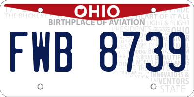 OH license plate FWB8739