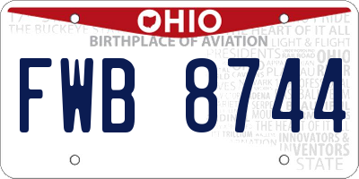 OH license plate FWB8744