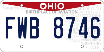 OH license plate FWB8746