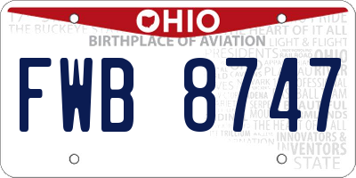 OH license plate FWB8747