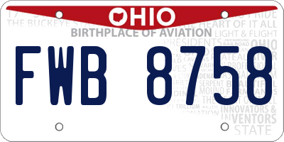 OH license plate FWB8758