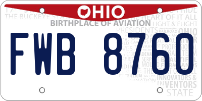 OH license plate FWB8760