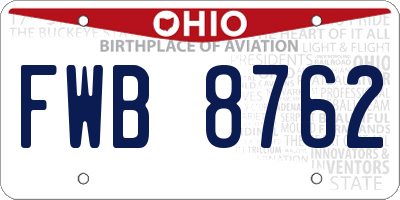 OH license plate FWB8762