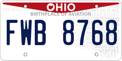 OH license plate FWB8768