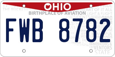 OH license plate FWB8782