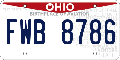 OH license plate FWB8786