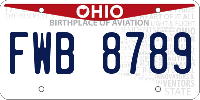 OH license plate FWB8789
