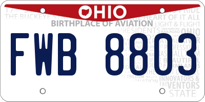 OH license plate FWB8803