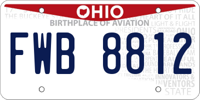 OH license plate FWB8812
