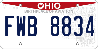 OH license plate FWB8834
