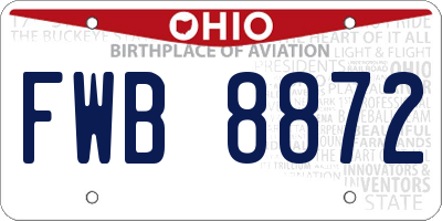OH license plate FWB8872