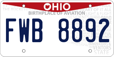 OH license plate FWB8892