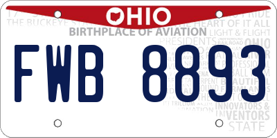 OH license plate FWB8893