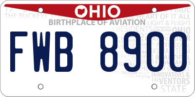 OH license plate FWB8900