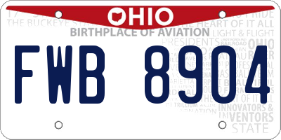 OH license plate FWB8904