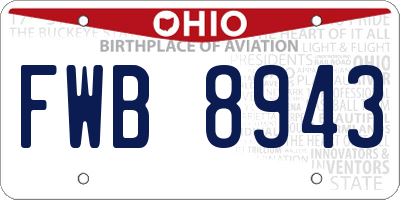 OH license plate FWB8943