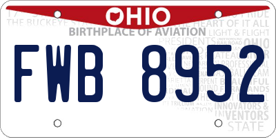 OH license plate FWB8952