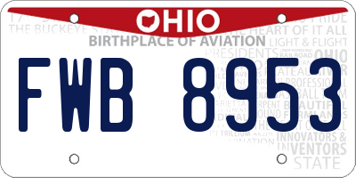 OH license plate FWB8953