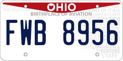 OH license plate FWB8956