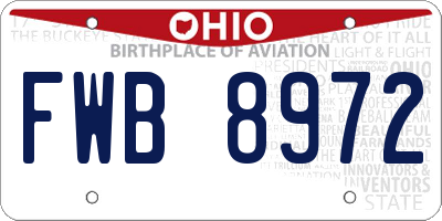 OH license plate FWB8972