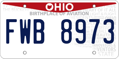 OH license plate FWB8973
