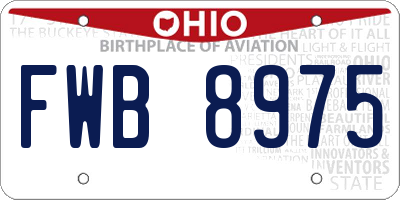 OH license plate FWB8975