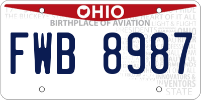 OH license plate FWB8987