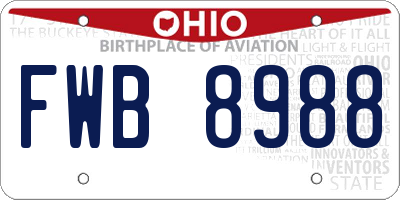 OH license plate FWB8988