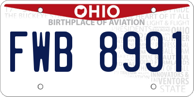 OH license plate FWB8991