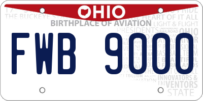 OH license plate FWB9000
