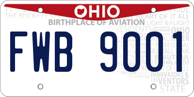 OH license plate FWB9001