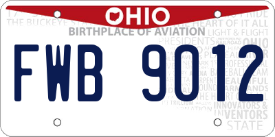 OH license plate FWB9012