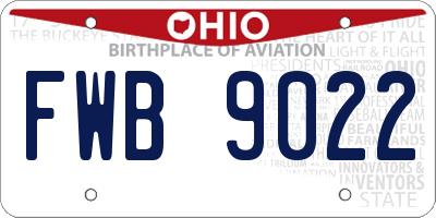 OH license plate FWB9022